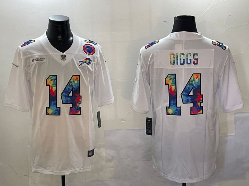 Men Buffalo Bills #14 Diggs White Rainbow 2024 Nike Limited NFL Jersey style 01081